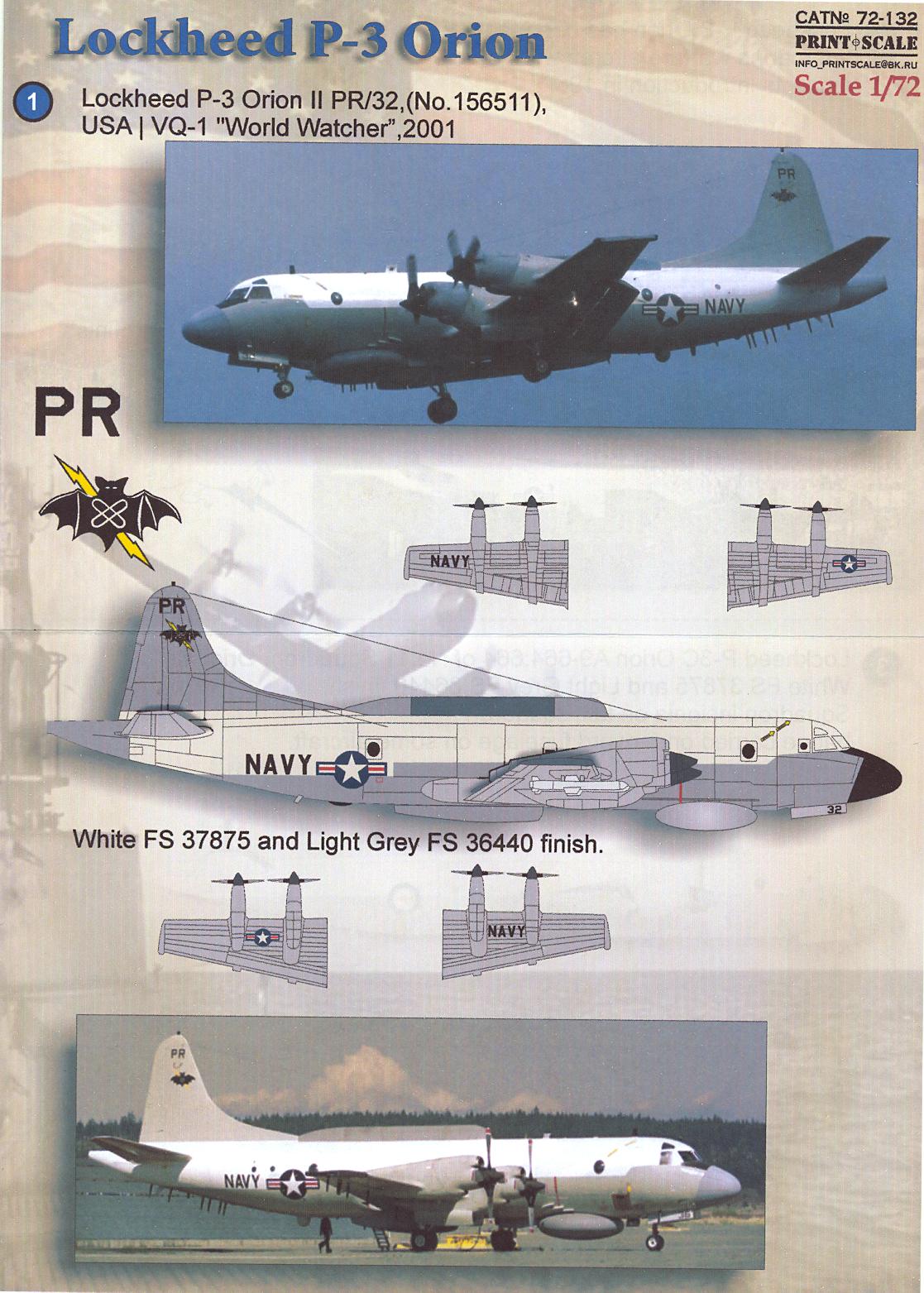 Print Scale Decals 1/72 LOCKHEED P-3 ORION Anti Submarine Aircraft | eBay